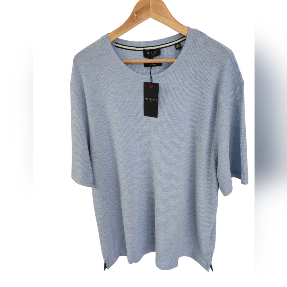 NWT Ted Baker London Men's Curlys Textured Short Sleeve Tshirt Blue Size 7* 3XL